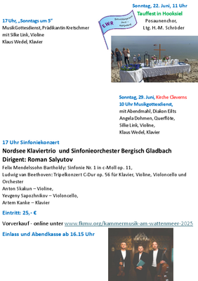 Gottesdienste Juni 2025 Jever-Wiefels-Cleverns
