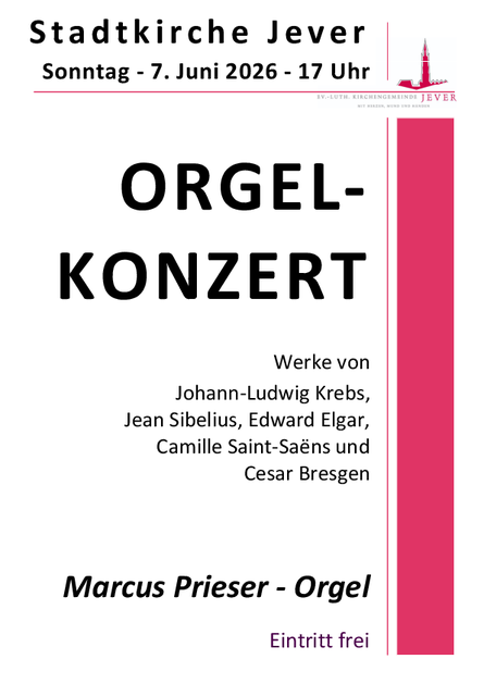 Orgelkonzert 7.6.25 mit Marcus Prieser