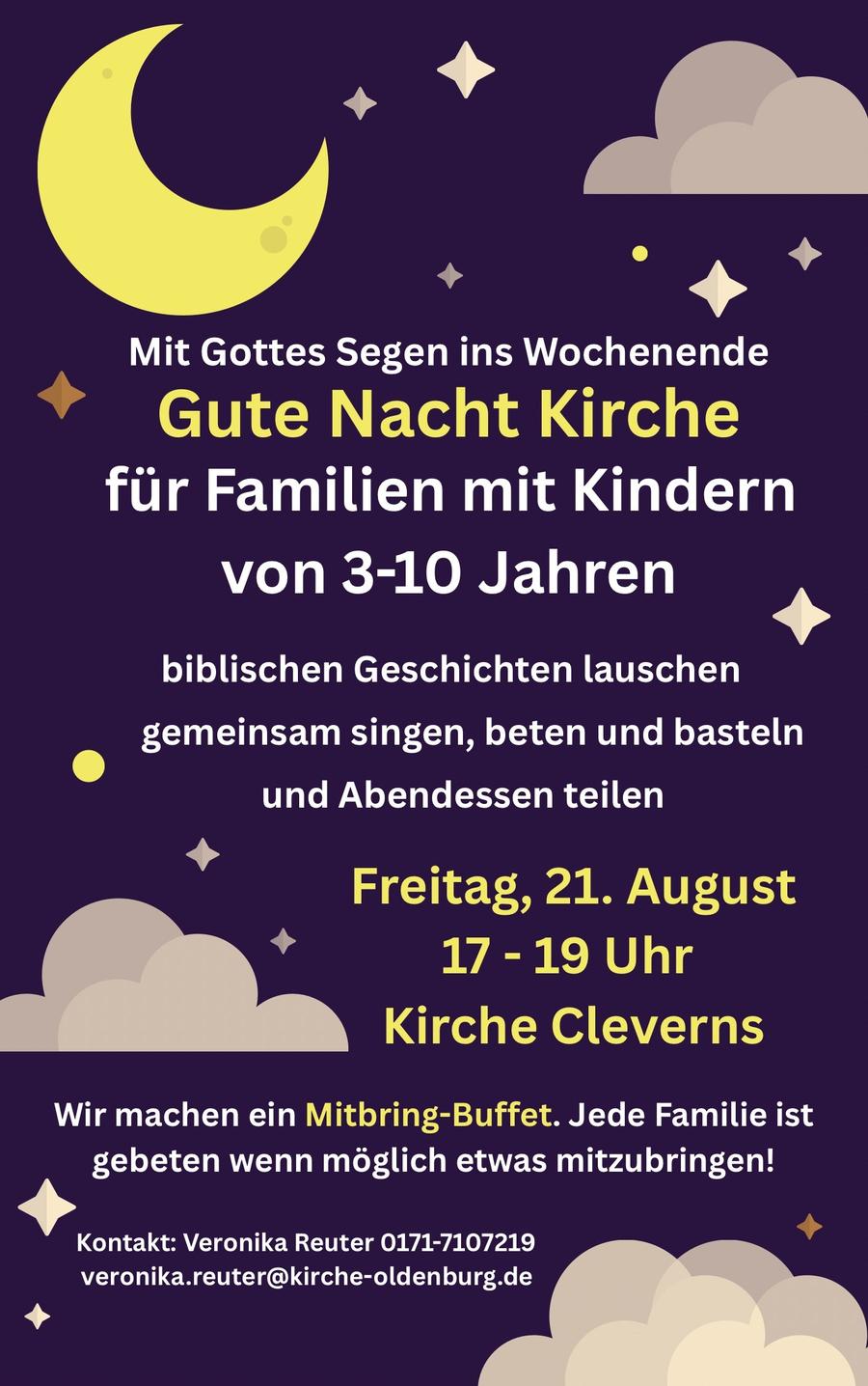 Gutenacht-Kirche 21.8.2026 Kirche Cleverns