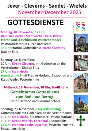 Gottesdienste November - Dezember 2025