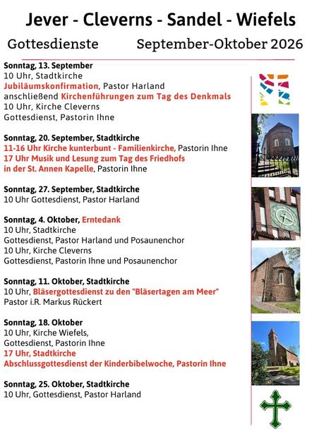 Gottesdienste September Oktober 2026