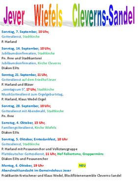 Gottesdienste September 2025