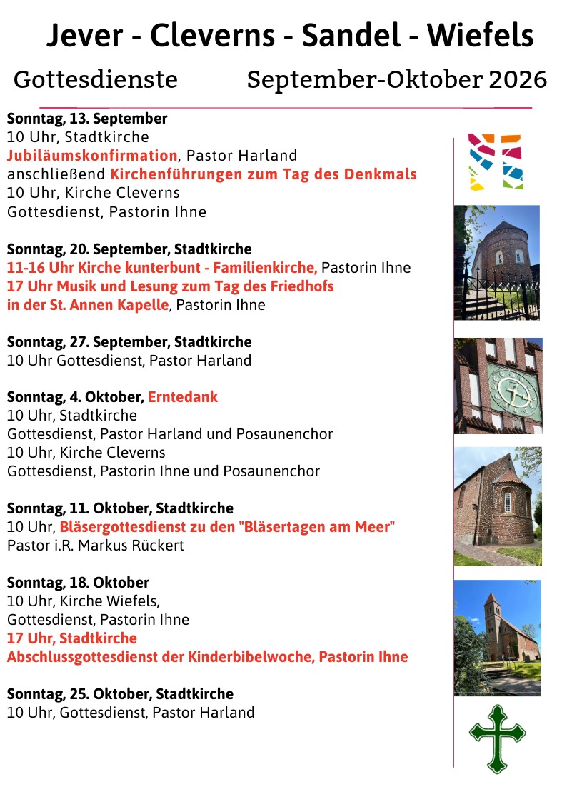 Gottesdienste September Oktober 2026